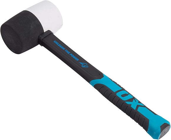 OX TOOLS 16 Oz Combination Rubber Mallet - Non-marking Rubber Mallet Hammer with Fiberglass Handle