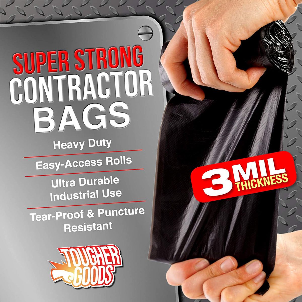 Heavy-Duty Contractor Bags [Pack of 20] - 42 Gallon Large Black Trash Bags  For Construction Sites, Yard Waste & Commercial Use- Industrial Strength