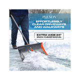 Plexon 24" Snow Pusher Shovel with 60" Metal Handle – Heavy-Duty Snow Removal