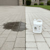 Seal King Oil Off removing oil stain from paver driveway before and after comparison