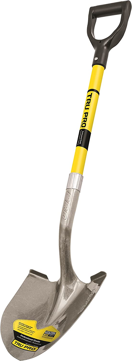 Tru Pro 30-Inch Round Point Shovel with Fiberglass D-Handle