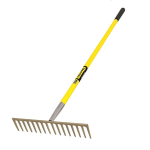 Tru Pro Heavy Duty Road Rake with 16-Teeth Fiberglass Handle 10-Inch Grip 60-Inch