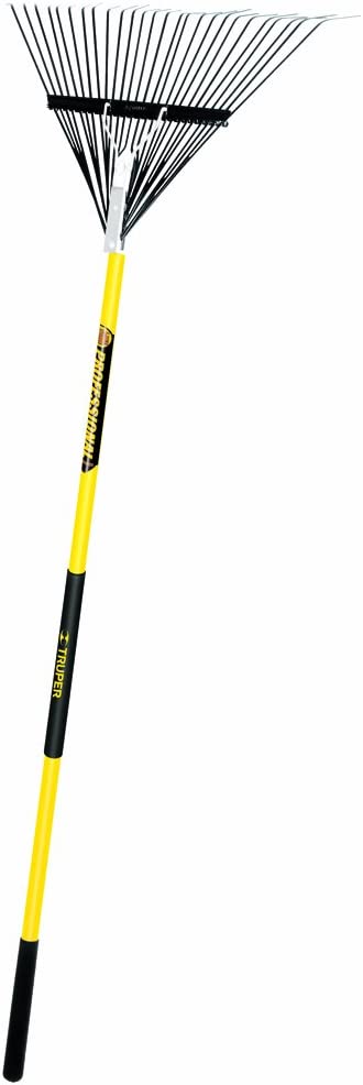 Truper Tru Pro54-Inch Steel Leaf Rake, 26-Inch Head, Fiberglass Handle, 10-Inch Grip